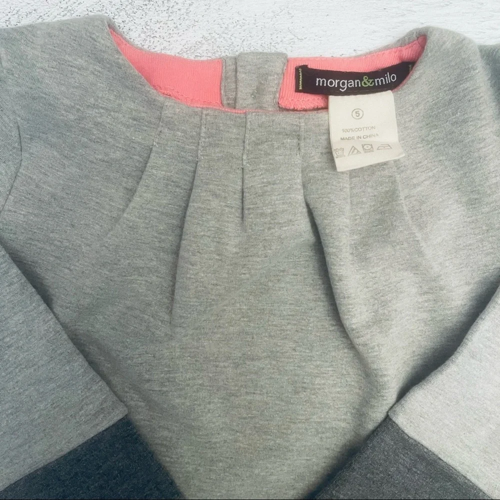 Morgan & Milo Girls 100% Cotton Gray Stripe Dress Size 5 - Picture 4 of 8